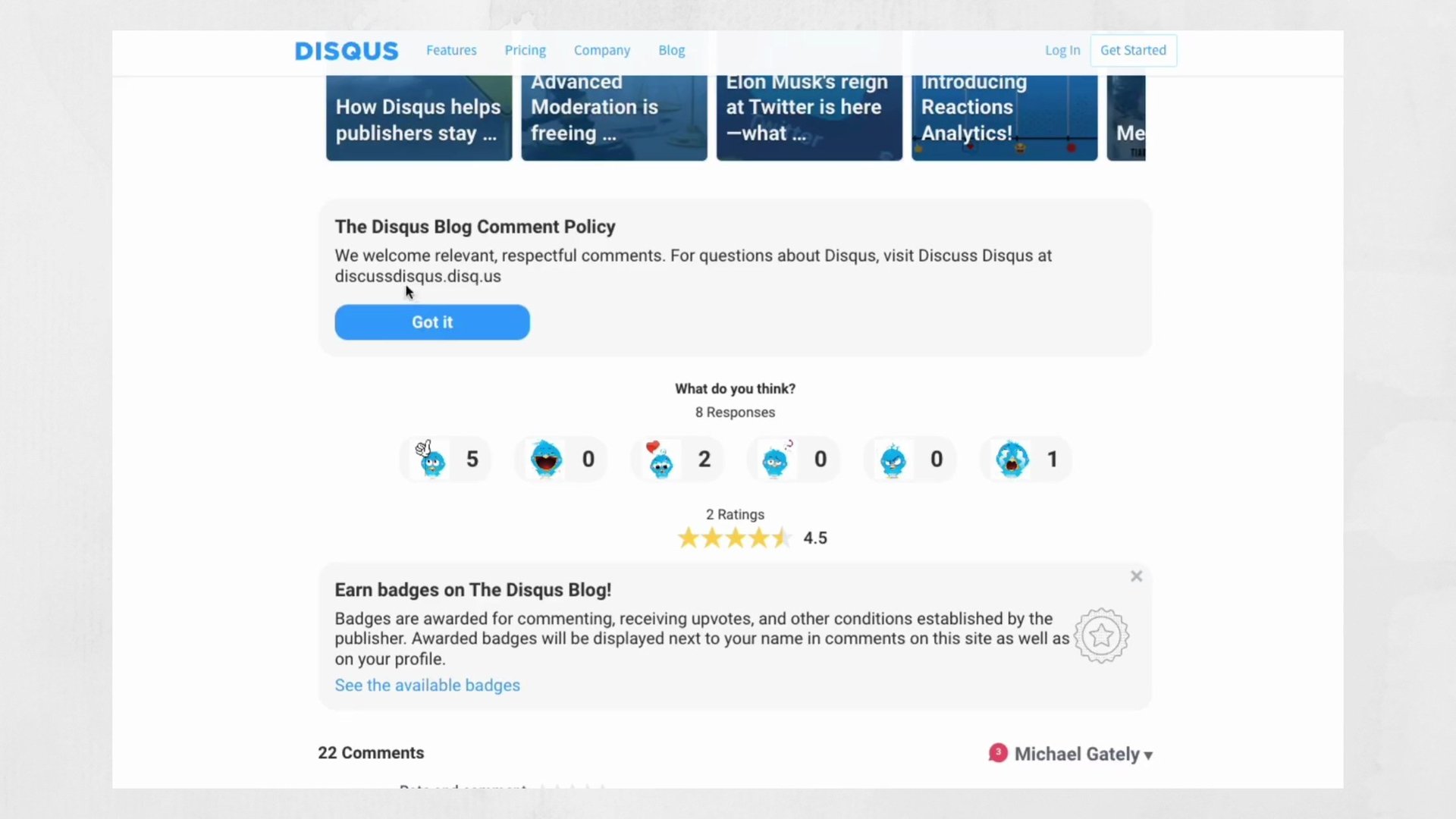 The Disqus comment section upgraded